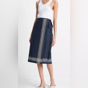 Vince Handkerchief-Stripe Straight Wrap Skirt Sz 0